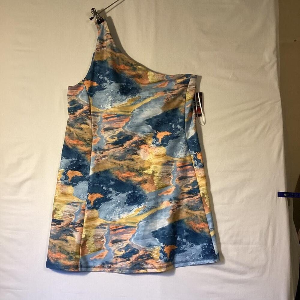 1060 NWT DSG Momentum One Shoulder Dress Size XL Crater Lake